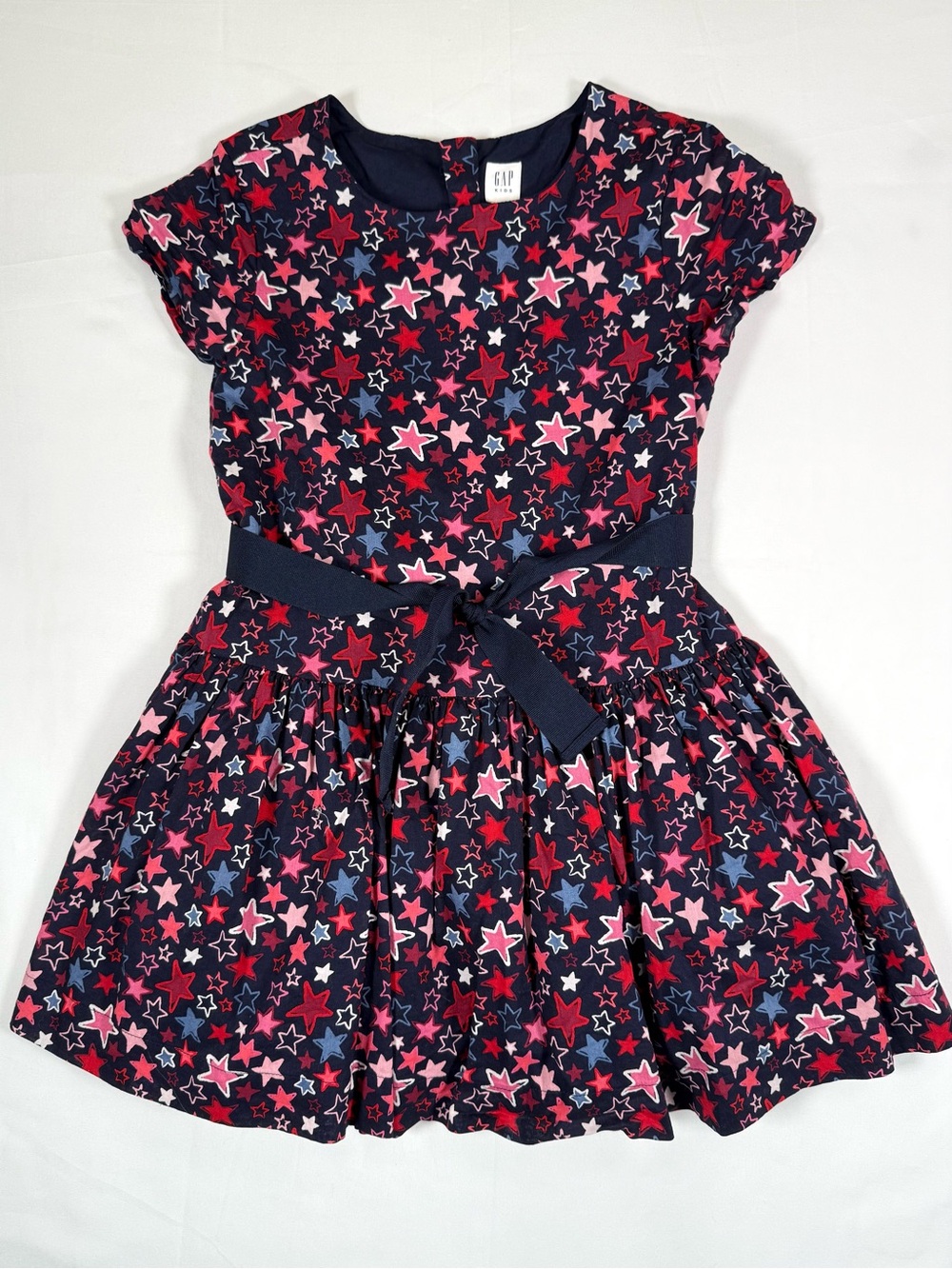 GAP Girls Star Print Fit Flare Dress S 6-7 Tulle Party Patriotic Preppy Cottage
